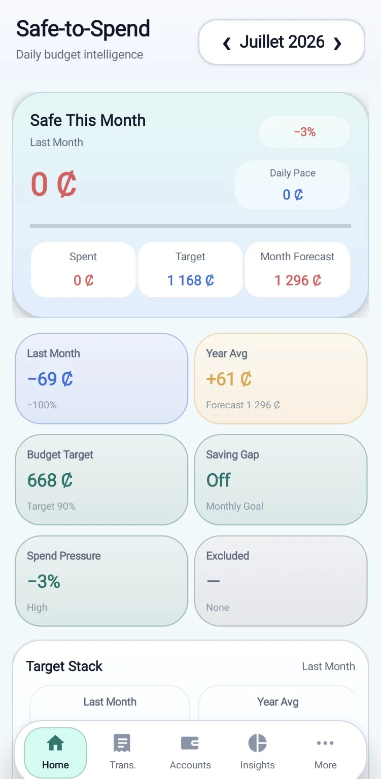 الصورة الأولى من تطبيق Safe-to-Spend
